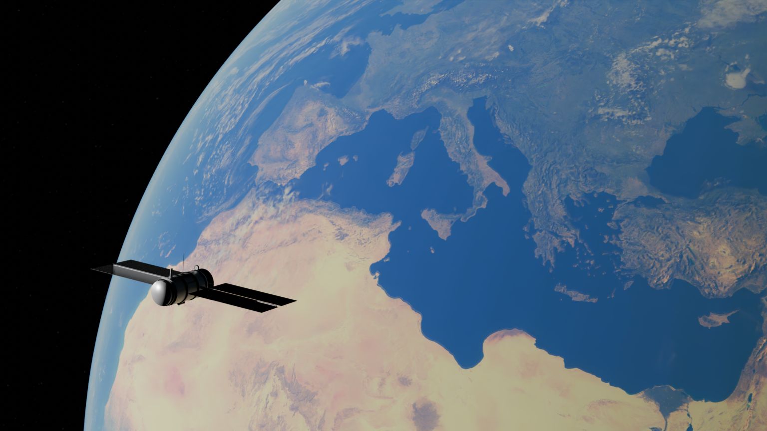 Satellite en orbite au-dessus de la Terre, illustrant la fonction retirée de Google Earth