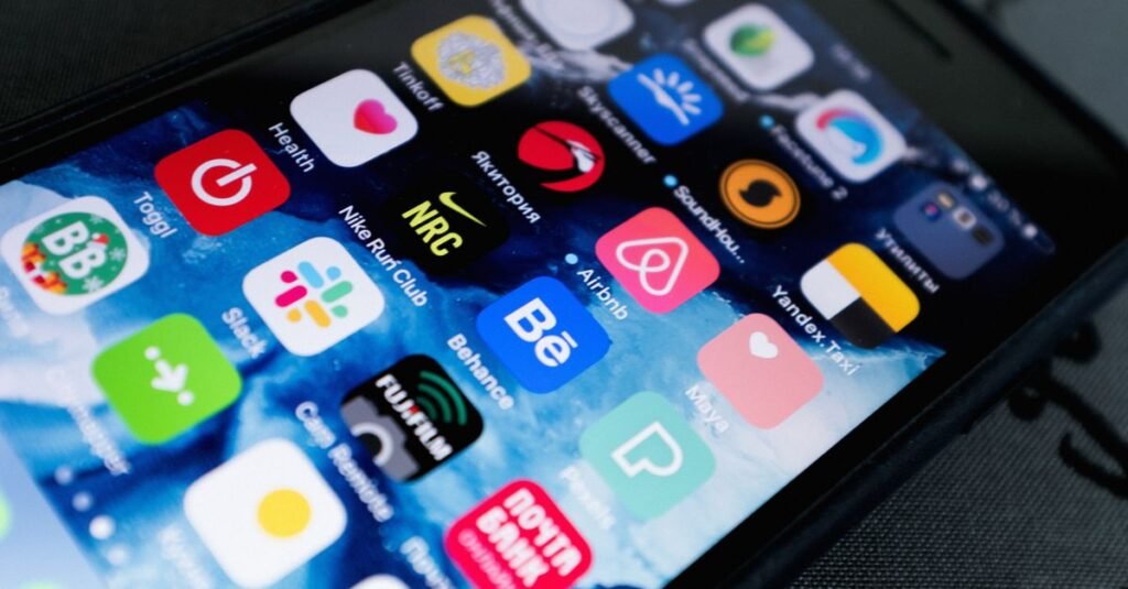 Smartphone affichant des icônes d'applications, illustration du générateur d'images Muse