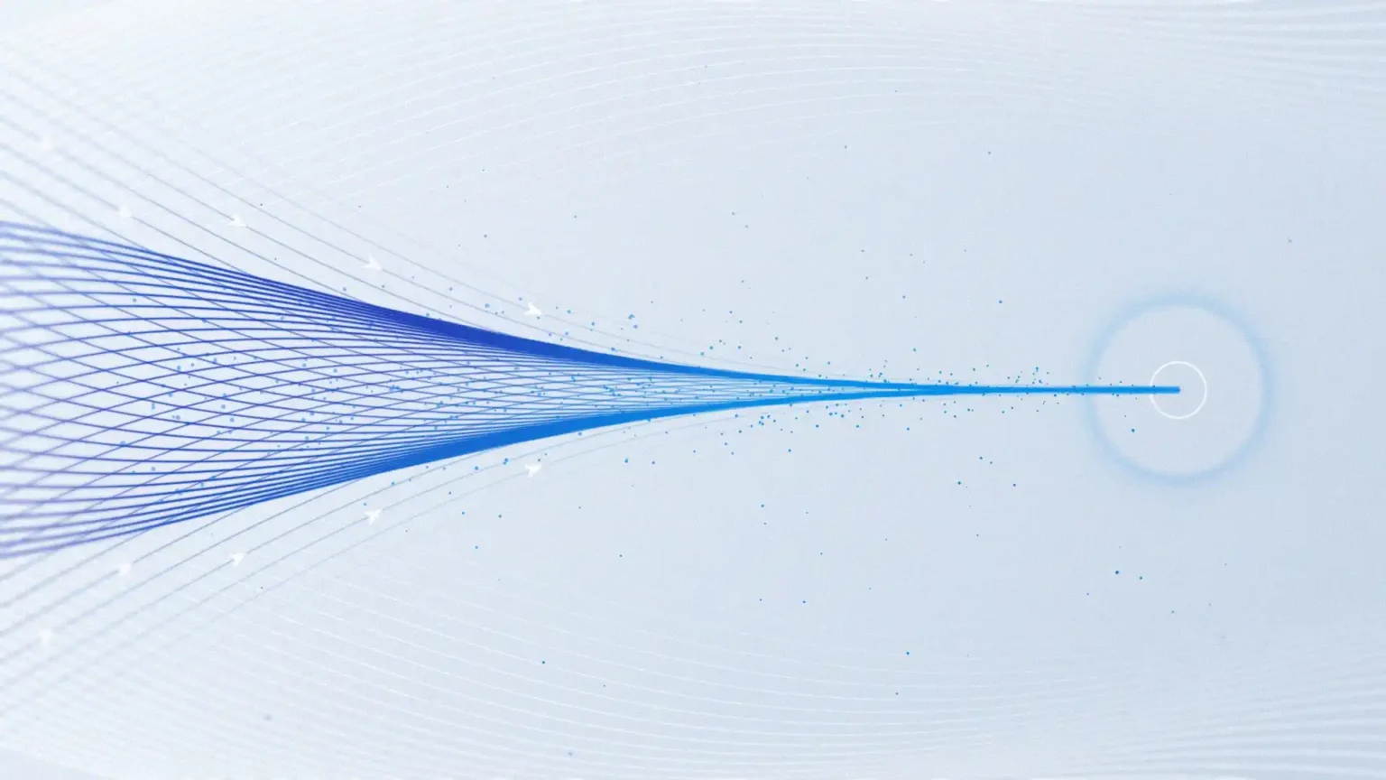 Muse Code : l’agent de code de Meta arrive en bêta Graphique numérique abstrait de lignes de grille bleues convergeant depuis la gauche vers un faisceau ciblé pointant vers une cible circulaire sur la droite.