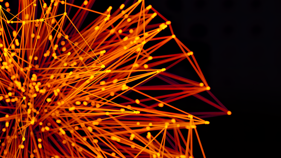 Keenable agents IA : 26 M$ pour indexer le web Lignes et points orange formant un réseau abstrait sur fond sombre, illustrant l'index web de Keenable pour agents IA
