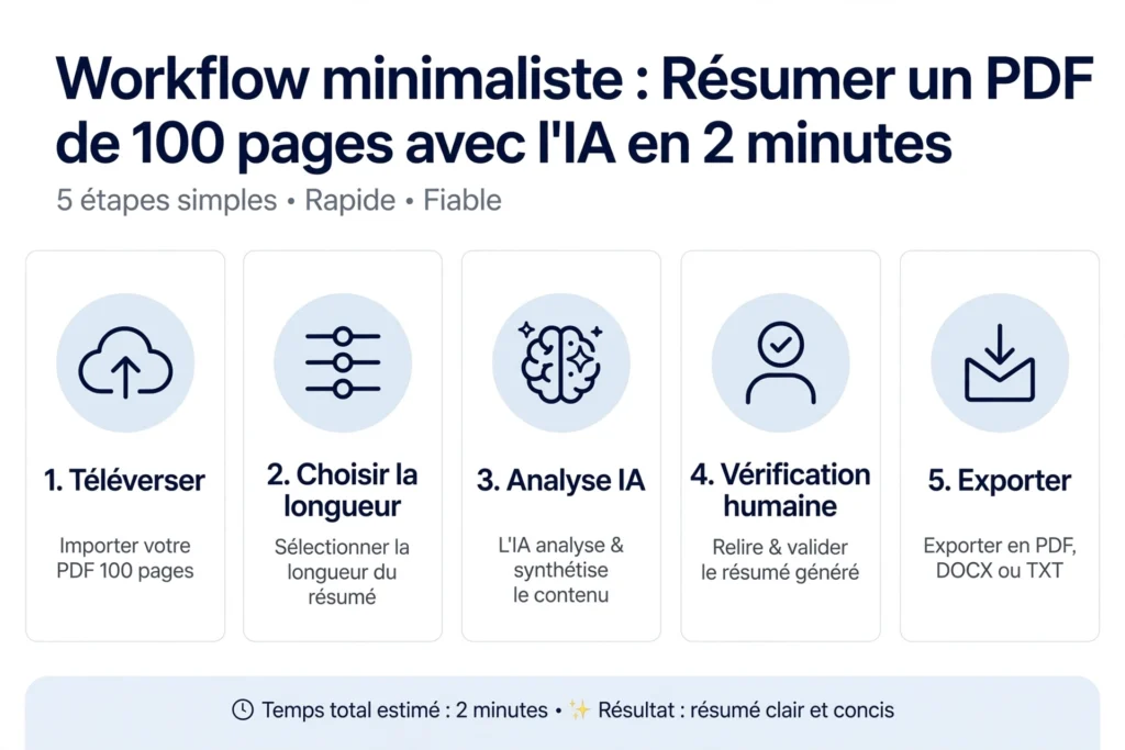 Workflow en 5 étapes pour résumer un PDF avec l'IA en 2 minutes chrono