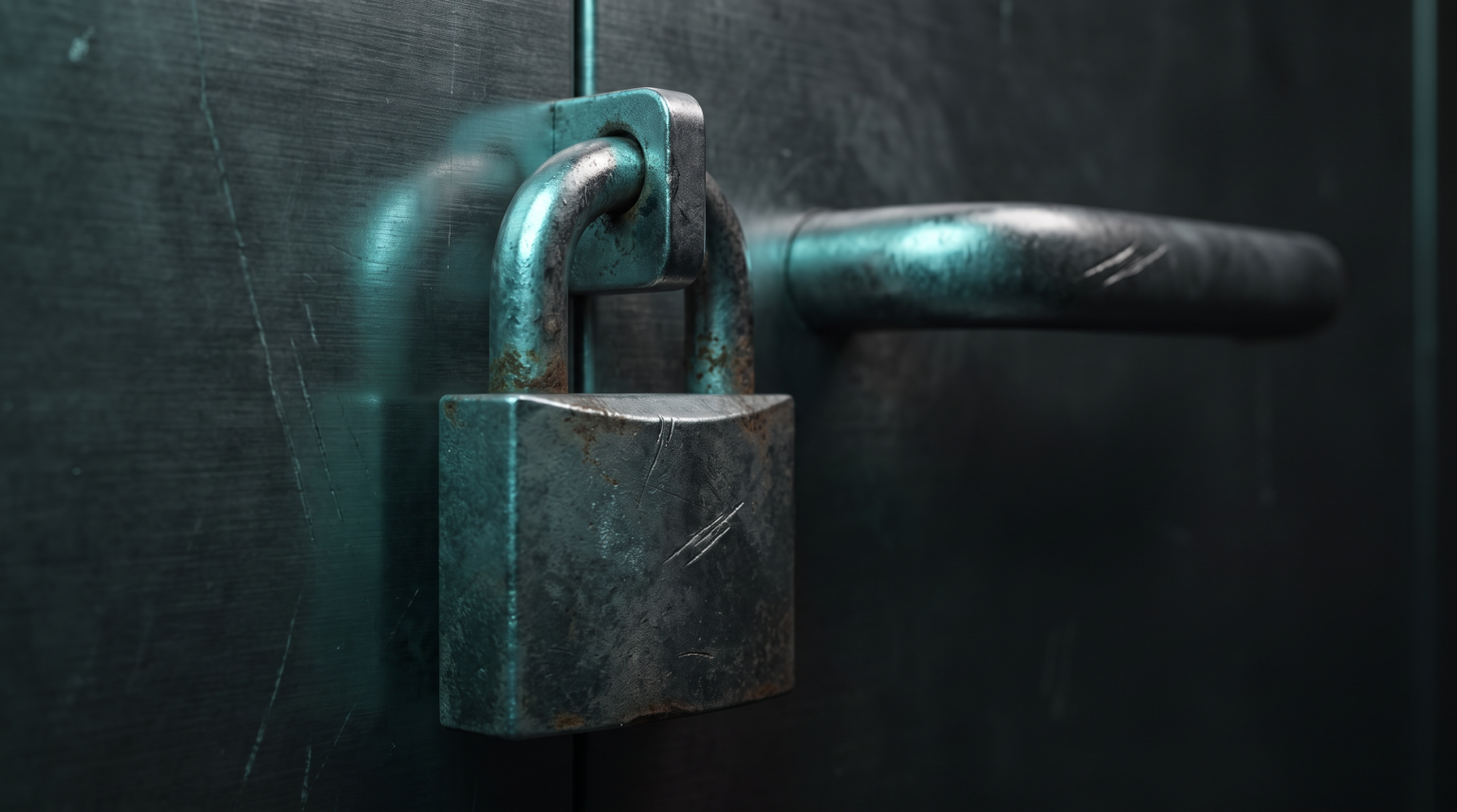 OpenAI Private Intelligence : cadenas en acier sur une porte de coffre-fort métallique