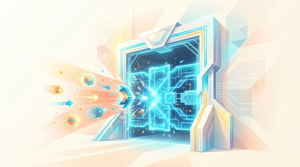 Blocage des agents IA : pourquoi le web ferme ses portes aux robots blocage des agents IA illustré par une porte numérique close face à un flux de données web