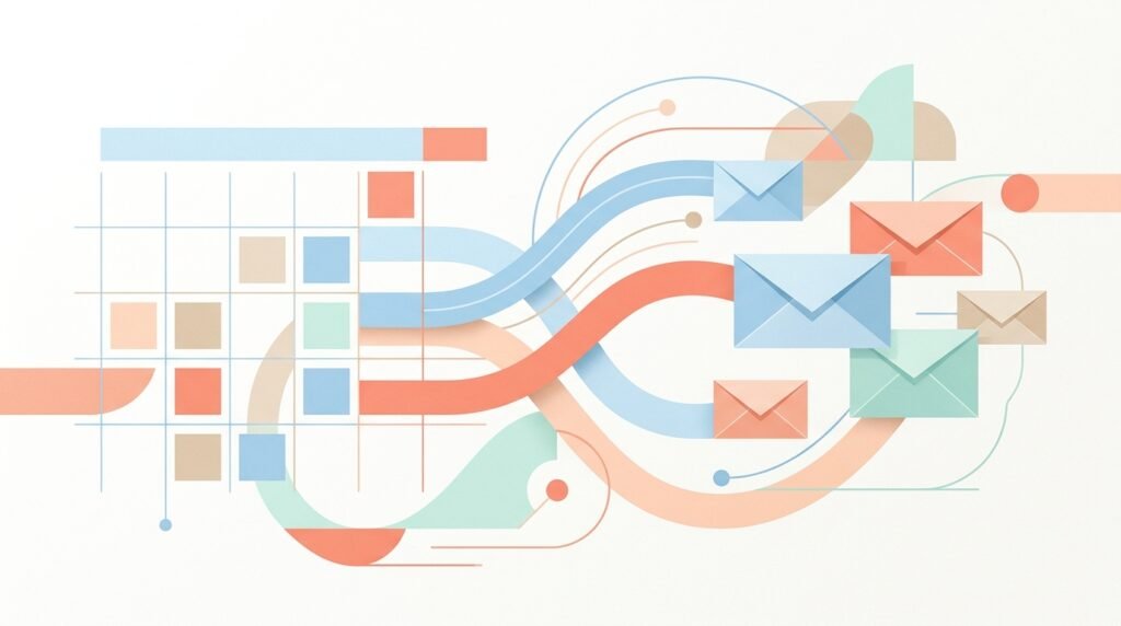 ChatGPT iCloud : OpenAI connecte son IA à vos e-mails et votre calendrier ChatGPT iCloud : illustration éditoriale d’une interface de messagerie et d’un calendrier synchronisés