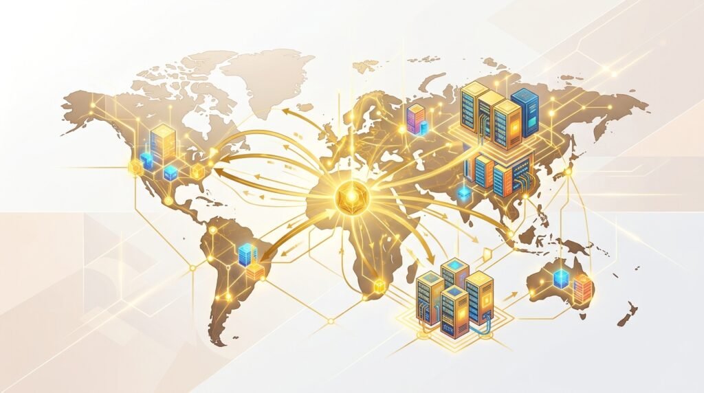 DeepSeek 15 milliards illustration conceptuelle d'infrastructure de calcul et puces IA