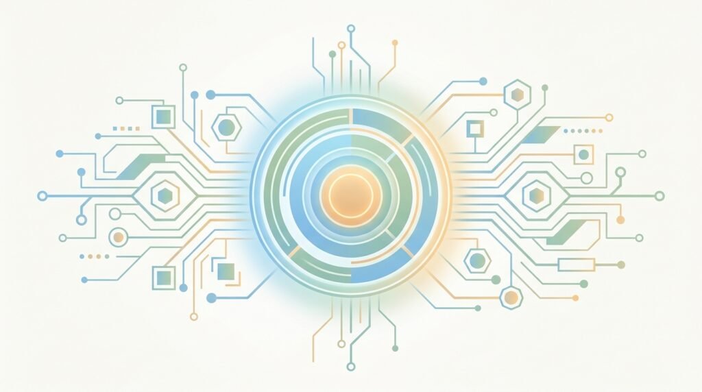 Gemini mode Auto : Google impose le routage intelligent aux comptes gratuits Gemini mode Auto : illustration vectorielle du routage intelligent des requêtes et des niveaux de réflexion dans l'application Google.