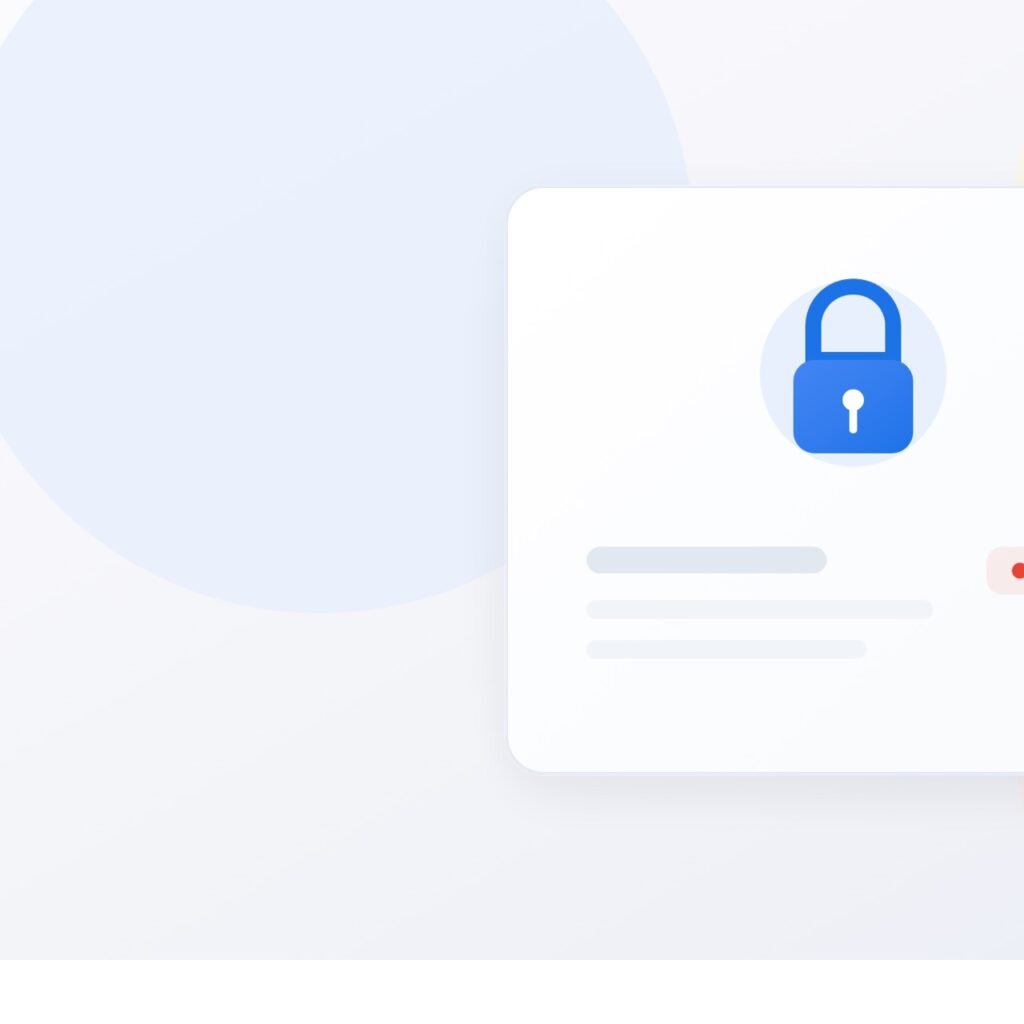 Google One AI Pro illustration conceptuelle de restrictions logicielles et cadenas minimaliste sur fond pastel clair