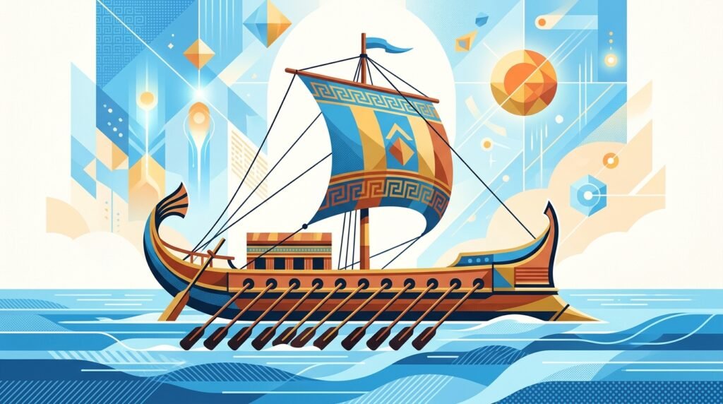 Grok Odyssey : xAI publie un pilote de 7 minutes généré par IA Grok Odyssey : illustration éditoriale d'un navire antique sous une lumière numérique moderne