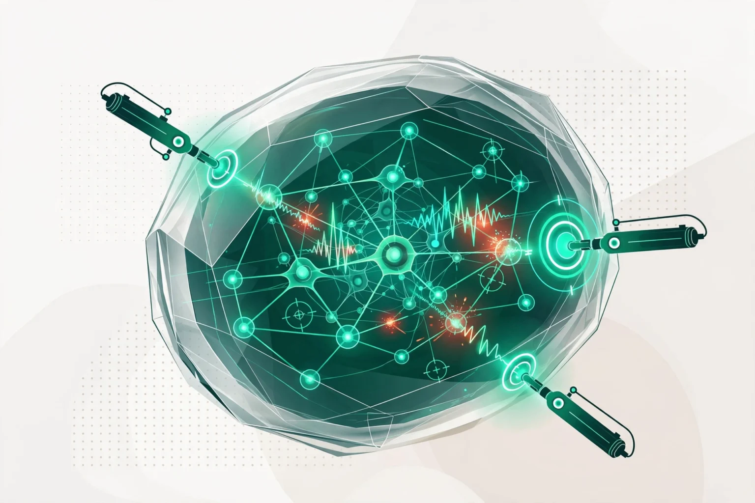 Moniteurs Goodfire : surveiller les agents IA de l’intérieur à moindre coût Moniteurs Goodfire : schéma éditorial épuré illustrant des sondes de détection neurale interne pour la sécurité des agents IA