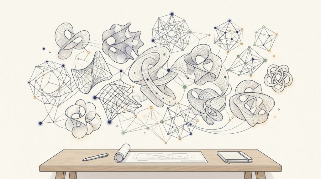 OpenAI mathématiques : 700 articles IA et séisme chez les chercheurs OpenAI mathématiques : visualisation conceptuelle de structures géométriques abstraites et de recherche fondamentale