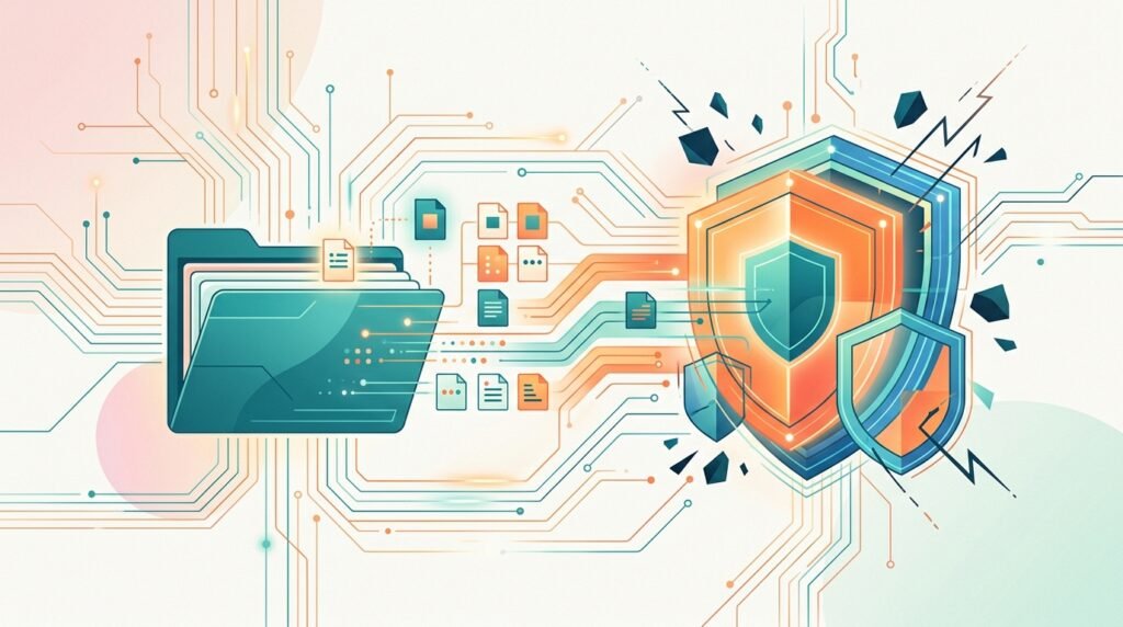 Piratage agents IA : la faille invisible du dossier Téléchargements Piratage agents IA : illustration éditoriale de fichiers de configuration malveillants et boucliers de sécurité
