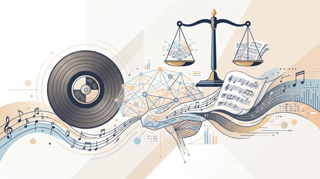 procès Anthropic : balance de justice et partitions musicales face aux réseaux de neurones